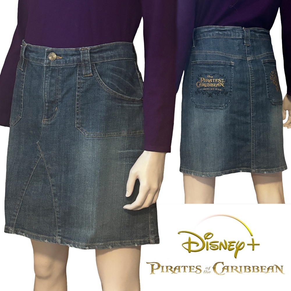 Disney Store Pirates of the Caribbean Denim Jean Skirt At World's End Rare Y2K